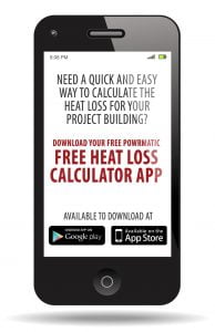 Smart phone displaying Heat Loss Calculator app